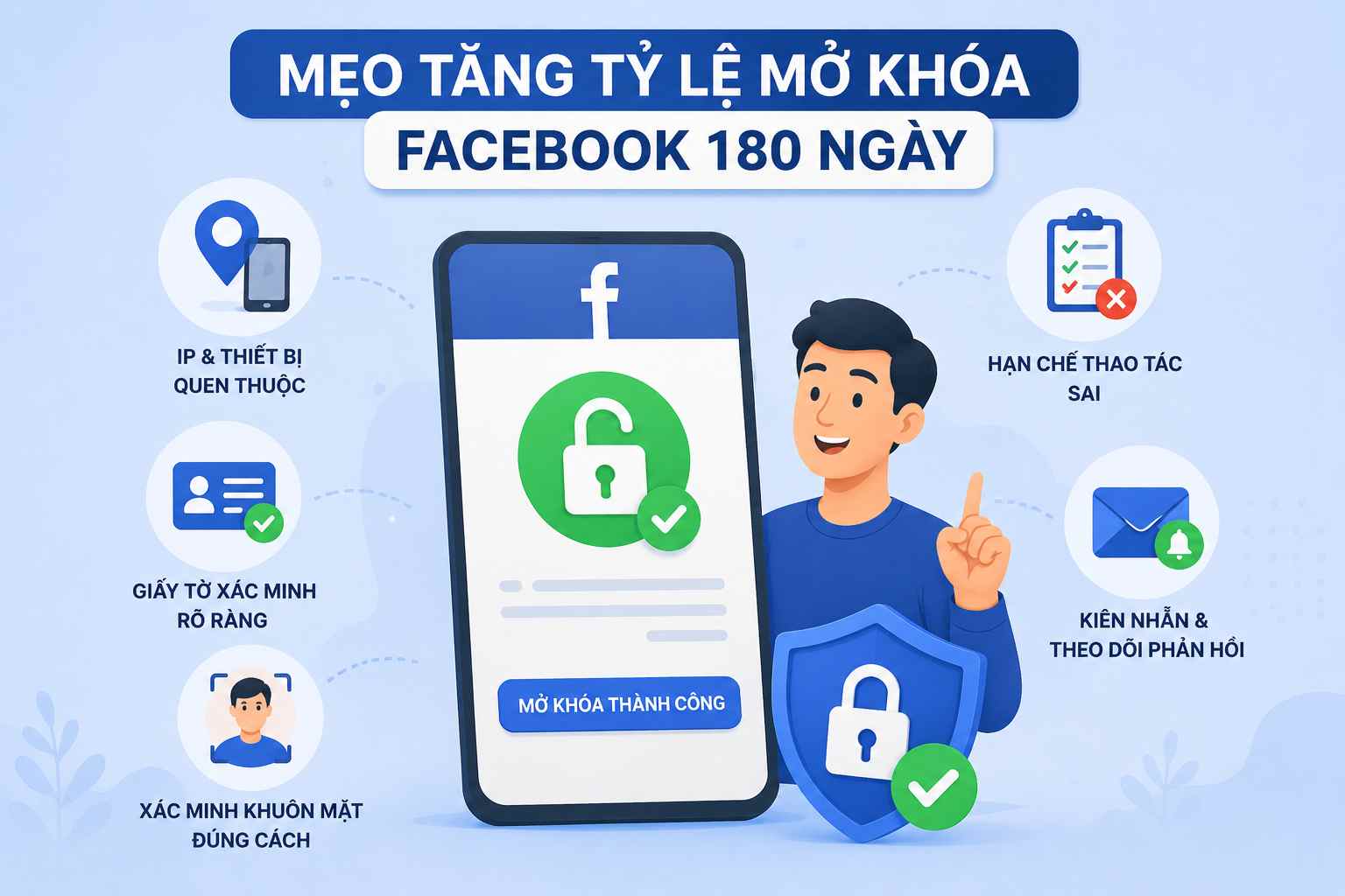 Mẹo tăng tỷ lệ mở khóa Facebook 180 ngày