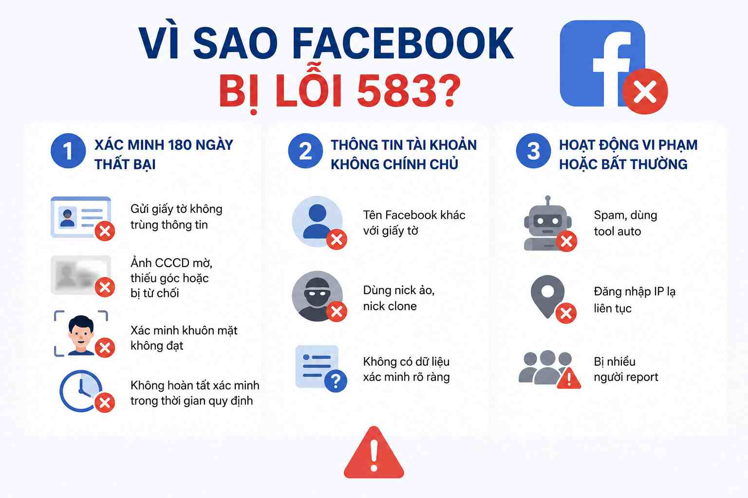 Nguyên nhân Facebook bị khoá FAQ 583