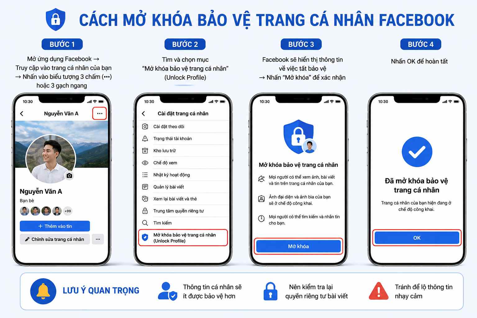 Cách mở khóa bảo vệ trang cá nhân Facebook