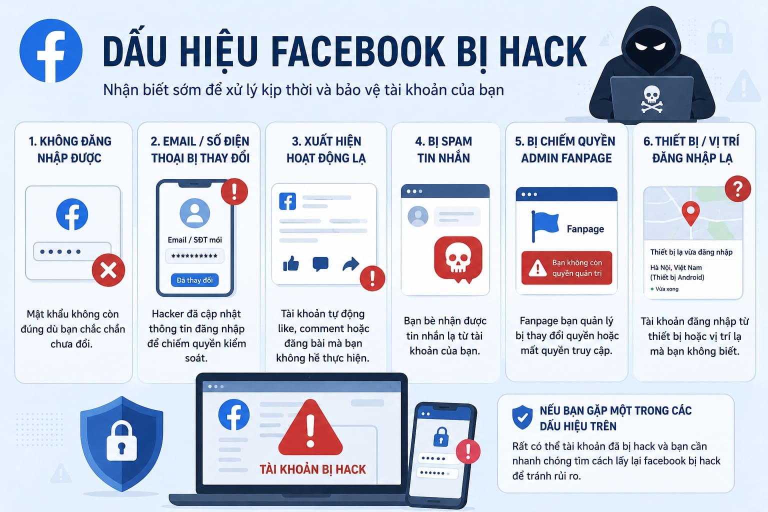 Dấu hiệu facebook bị hack